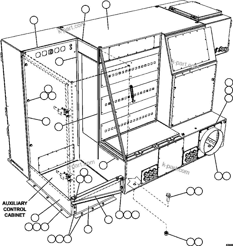 Komatsu parts book diagram for AFE57-GU 830E-1AC S/N A40884 - A40887 & A40895 - A40899  MANTOS BLANCOS: CONTROL CABINET/AUX CABINET INSTALLATION
