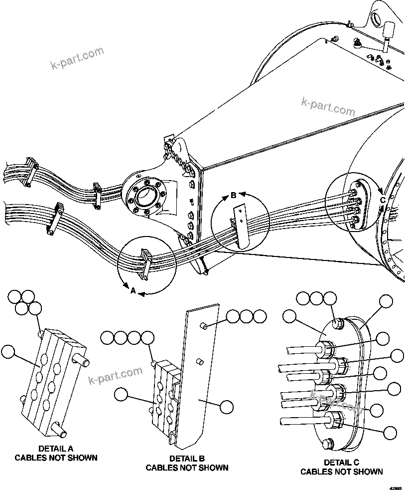 Komatsu parts book diagram for AFE57-GU 830E-1AC S/N A40884 - A40887 & A40895 - A40899  MANTOS BLANCOS: WHEEL MOTOR WIRING  3/4