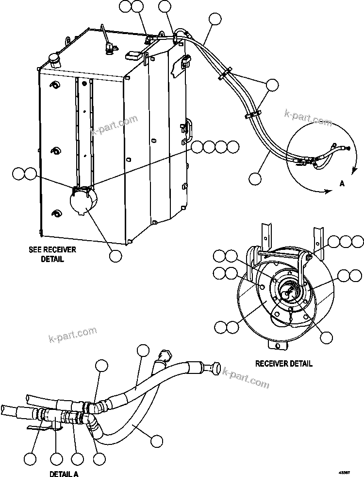 Komatsu parts book diagram for AFE57-GU 830E-1AC S/N A40884 - A40887 & A40895 - A40899  MANTOS BLANCOS: FUEL SYSTEM PIPING   1/3
