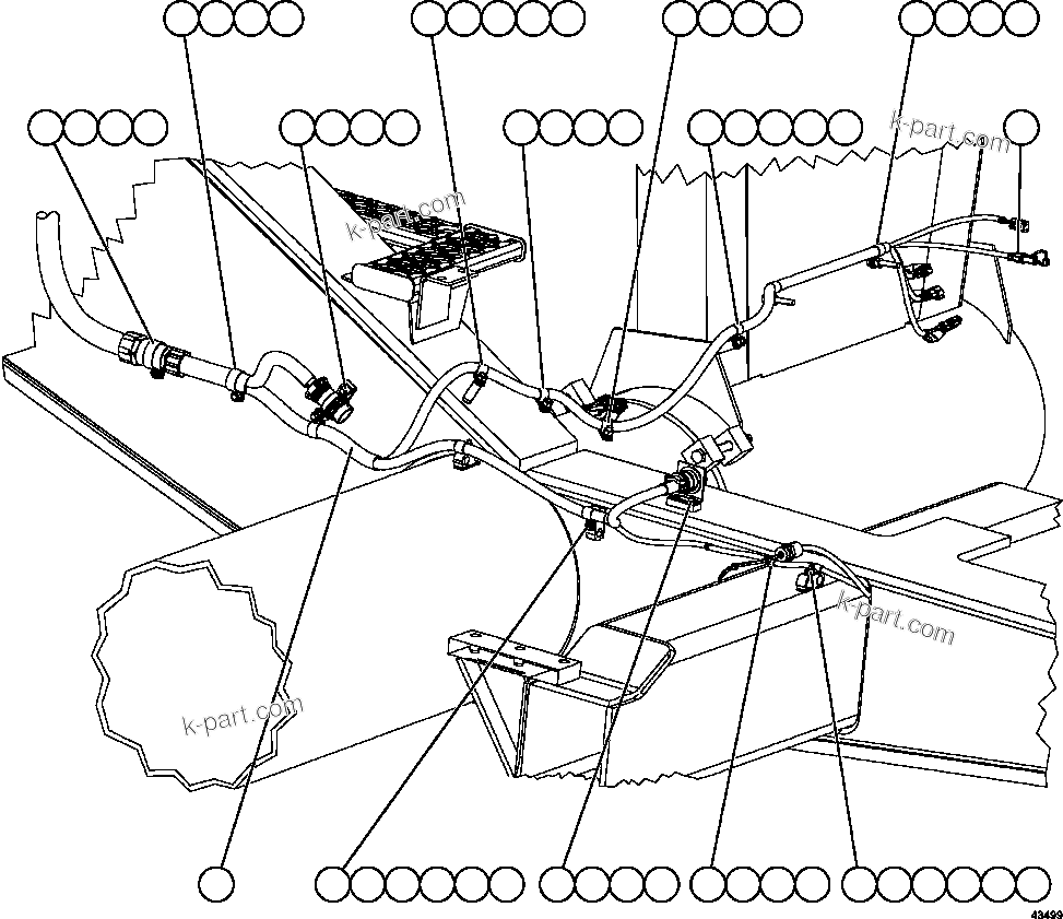 Komatsu parts book diagram for AFE57-GU 830E-1AC S/N A40884 - A40887 & A40895 - A40899  MANTOS BLANCOS: LH FRAME RAIL WIRING  1/2