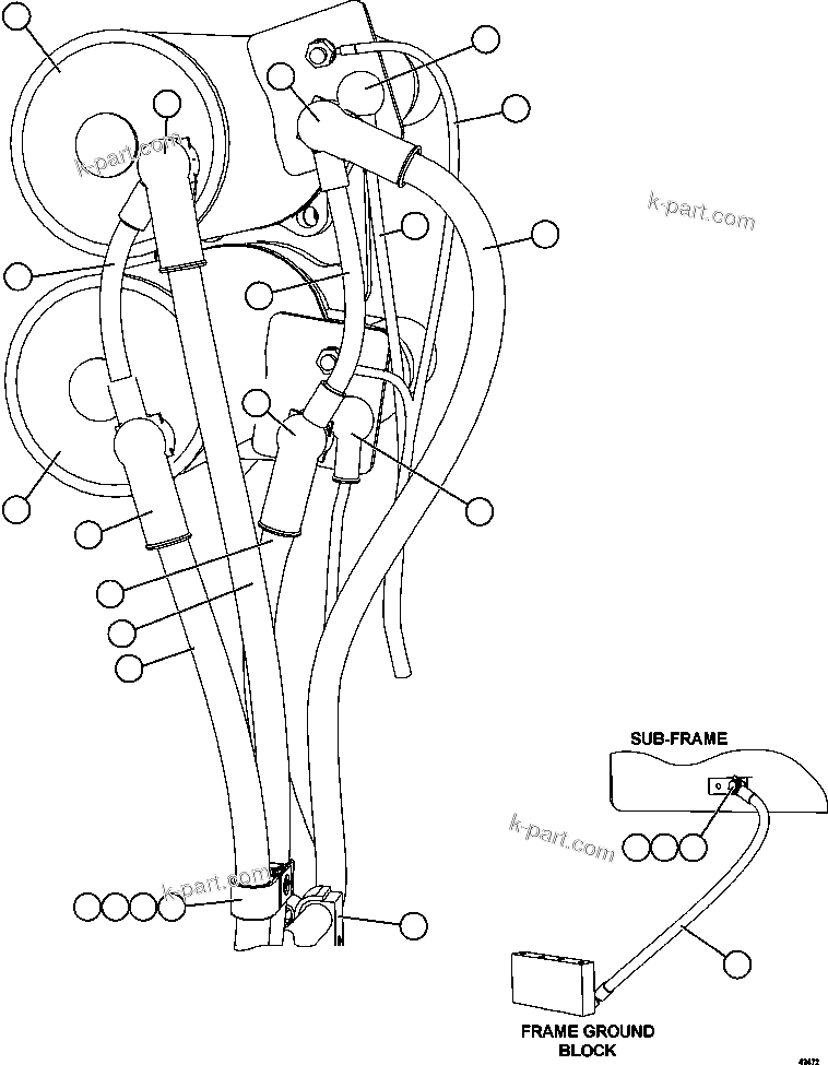 Komatsu parts book diagram for AFE57-GU 830E-1AC S/N A40884 - A40887 & A40895 - A40899  MANTOS BLANCOS: STARTING SYSTEM WIRING    1/4