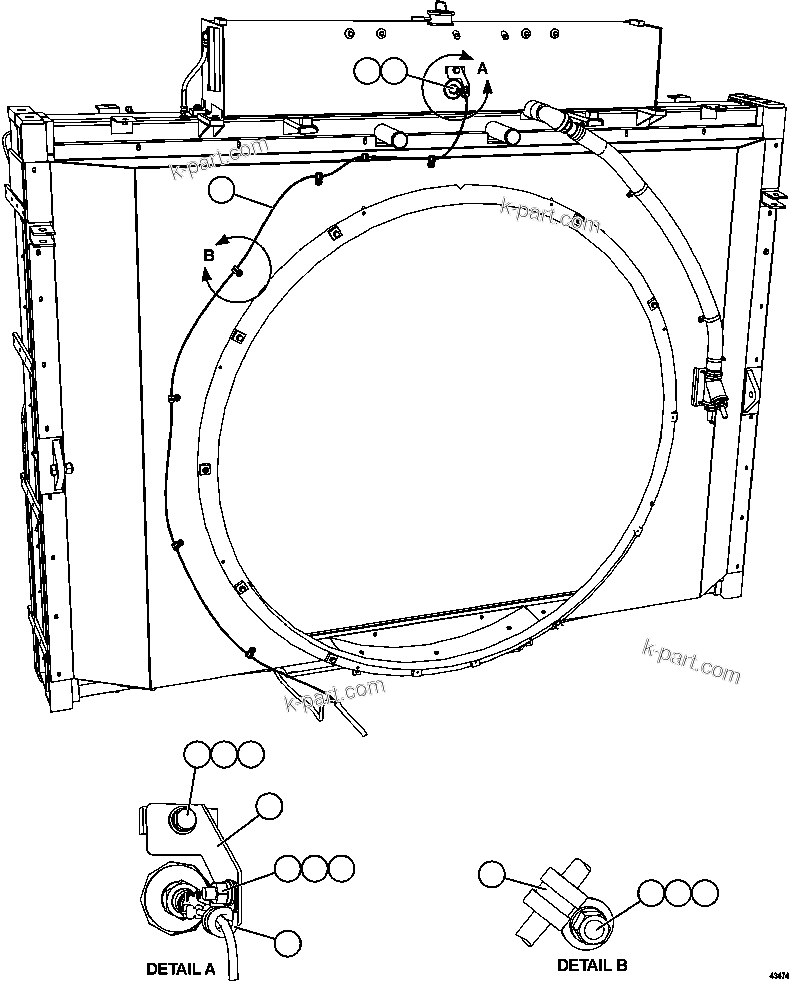 Komatsu parts book diagram for AFE57-GU 830E-1AC S/N A40884 - A40887 & A40895 - A40899  MANTOS BLANCOS: COOLING SYSTEM WIRING