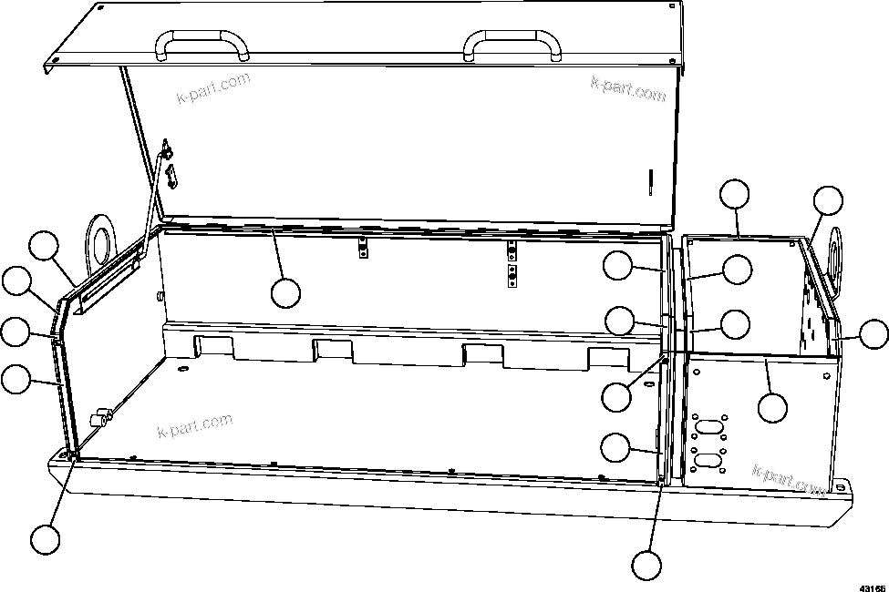 Komatsu parts book diagram for AFE57-GU 830E-1AC S/N A40884 - A40887 & A40895 - A40899  MANTOS BLANCOS: BATTERY BOX    3/6