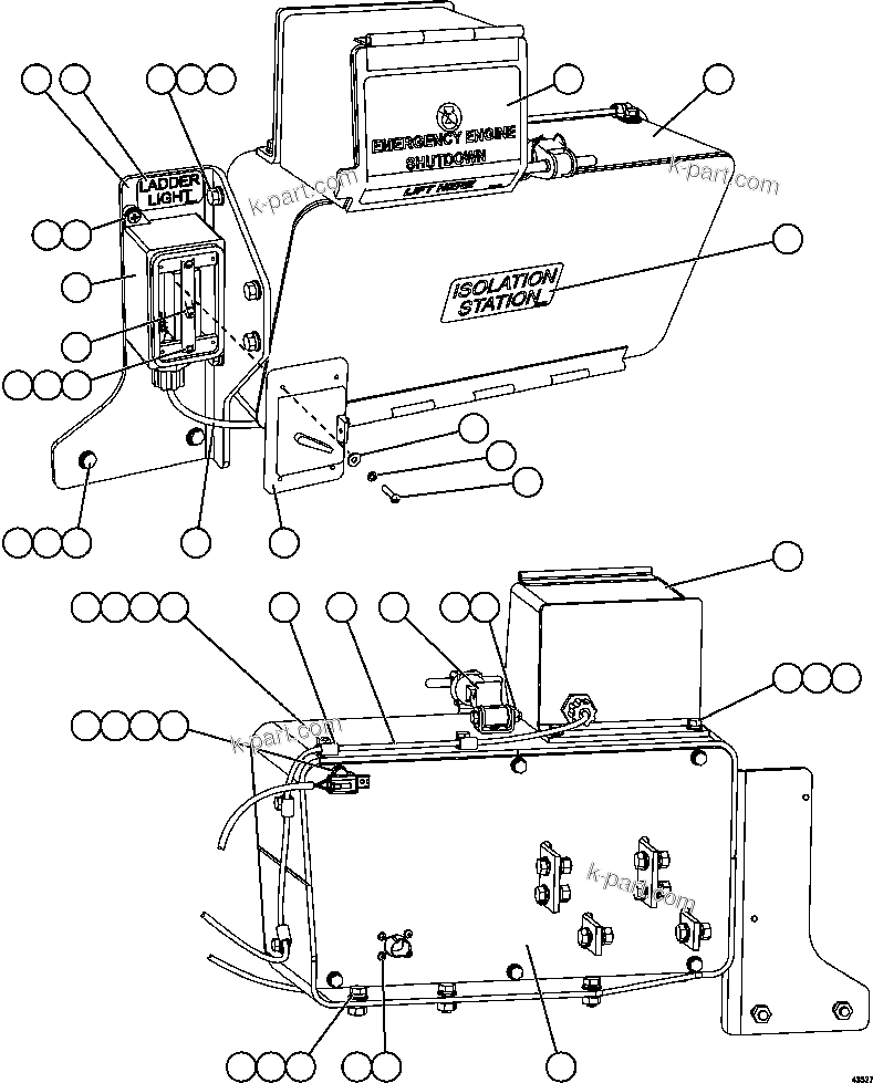 Komatsu parts book diagram for AFE57-GU 830E-1AC S/N A40884 - A40887 & A40895 - A40899  MANTOS BLANCOS: ISOLATION BOX  1/3     58E-06-01320
