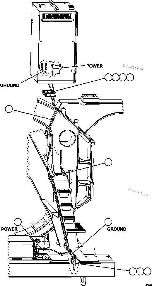 Komatsu parts book diagram for AFE57-GU 830E-1AC S/N A40884 - A40887 & A40895 - A40899  MANTOS BLANCOS: AUXILIARY CONTROL CABINET POWER WIRING
