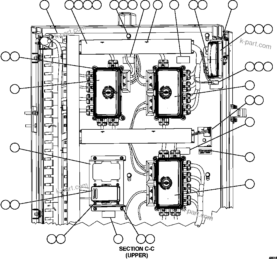 Komatsu parts book diagram for AFE57-GU 830E-1AC S/N A40884 - A40887 & A40895 - A40899  MANTOS BLANCOS: AUXILIARY CONTROL CABINET COMPONENTS - RH WALL 1/2