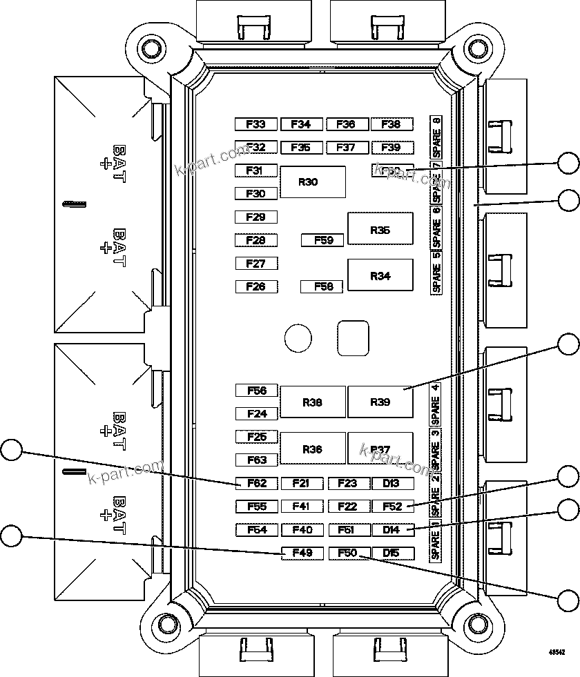 Komatsu parts book diagram for AFE57-GU 830E-1AC S/N A40884 - A40887 & A40895 - A40899  MANTOS BLANCOS: VEHICLE ELECTRICAL CENTER VEC-91   58E-06-10530