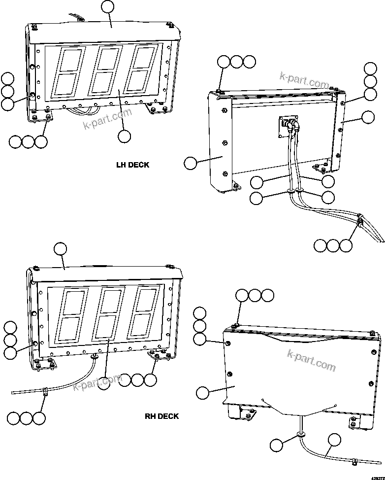 Komatsu parts book diagram for AFE57-GU 830E-1AC S/N A40884 - A40887 & A40895 - A40899  MANTOS BLANCOS: PLM SCOREBOARD INSTALLATION