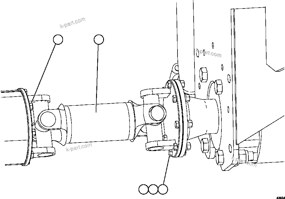 Komatsu parts book diagram for AFE57-GU 830E-1AC S/N A40884 - A40887 & A40895 - A40899  MANTOS BLANCOS: DRIVE SHAFT INSTALLATION