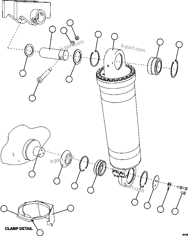 Komatsu parts book diagram for AFE57-GU 830E-1AC S/N A40884 - A40887 & A40895 - A40899  MANTOS BLANCOS: HOIST CYLINDER INSTALLATION