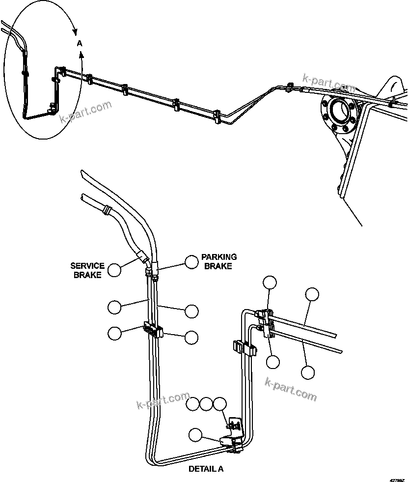 Komatsu parts book diagram for AFE57-GU 830E-1AC S/N A40884 - A40887 & A40895 - A40899  MANTOS BLANCOS: REAR BRAKE PIPING   1/3