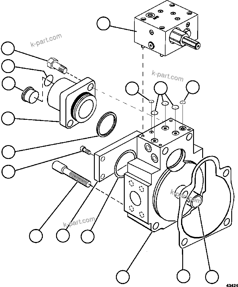 Komatsu parts book diagram for AFE57-GU 830E-1AC S/N A40884 - A40887 & A40895 - A40899  MANTOS BLANCOS: STEERING PUMP HOUSING (REAR)      58B-60-00080