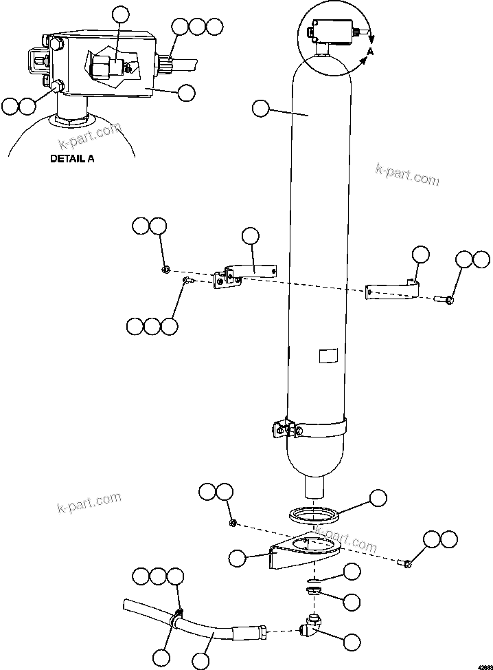 Komatsu parts book diagram for AFE57-GU 830E-1AC S/N A40884 - A40887 & A40895 - A40899  MANTOS BLANCOS: STEERING ACCUMULATOR INSTALLATION