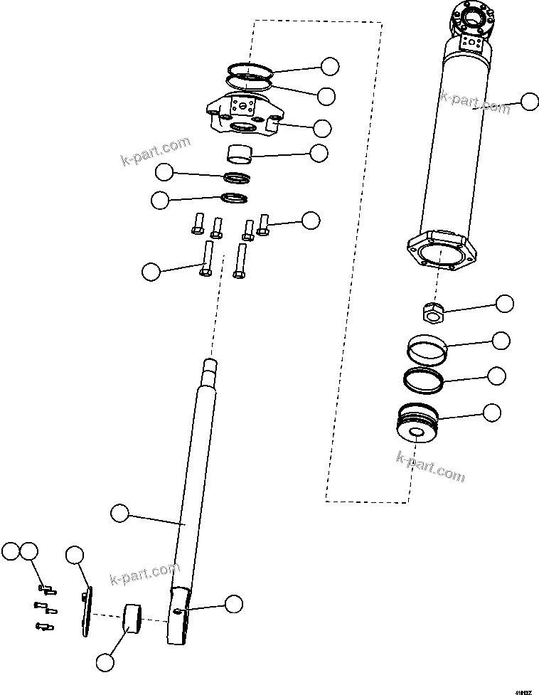 Komatsu parts book diagram for AFE57-GU 830E-1AC S/N A40884 - A40887 & A40895 - A40899  MANTOS BLANCOS: STEERING CYLINDER AND BEARINGS
