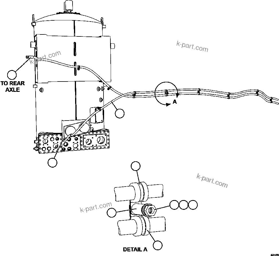 Komatsu parts book diagram for AFE57-GU 830E-1AC S/N A40884 - A40887 & A40895 - A40899  MANTOS BLANCOS: AUTOMATIC LUBRICATION - LH FRAME RAIL PIPING   2/2