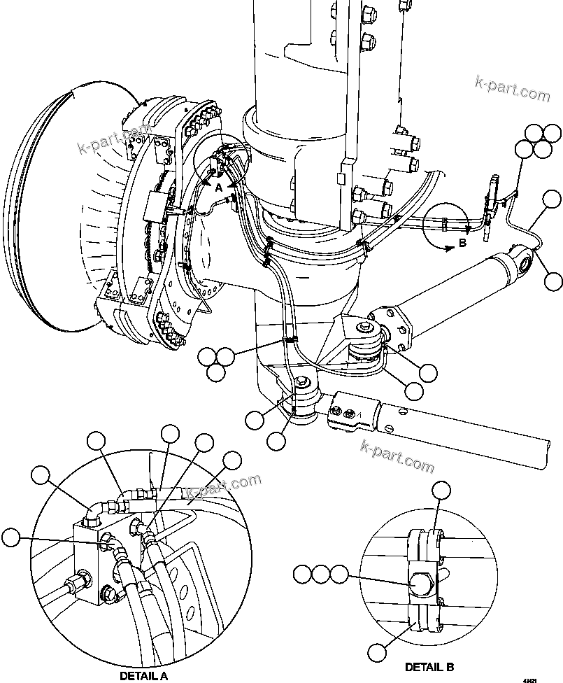Komatsu parts book diagram for AFE57-GU 830E-1AC S/N A40884 - A40887 & A40895 - A40899  MANTOS BLANCOS: AUTOMATIC LUBRICATION - STEERING