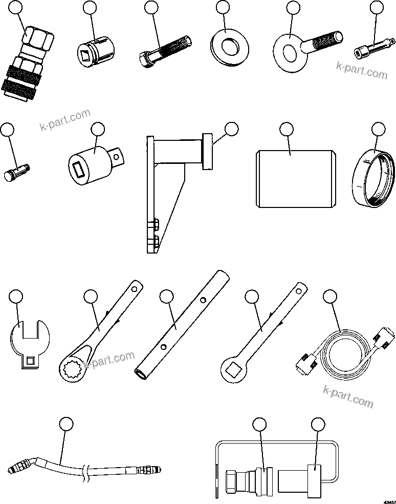 Komatsu parts book diagram for AFE57-GU 830E-1AC S/N A40884 - A40887 & A40895 - A40899  MANTOS BLANCOS: TOOL GROUP    1/2