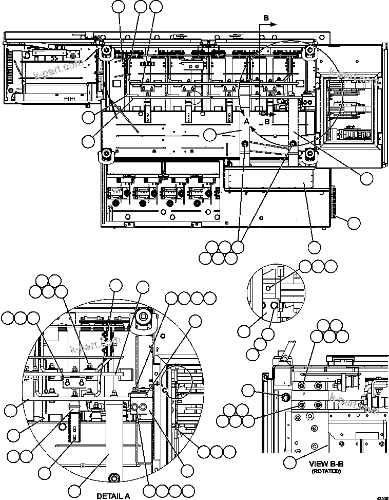 Komatsu parts book diagram for AFE57-GU 830E-1AC S/N A40884 - A40887 & A40895 - A40899  MANTOS BLANCOS: CONTROL CABINET - TOP VIEW      58E-43-00021