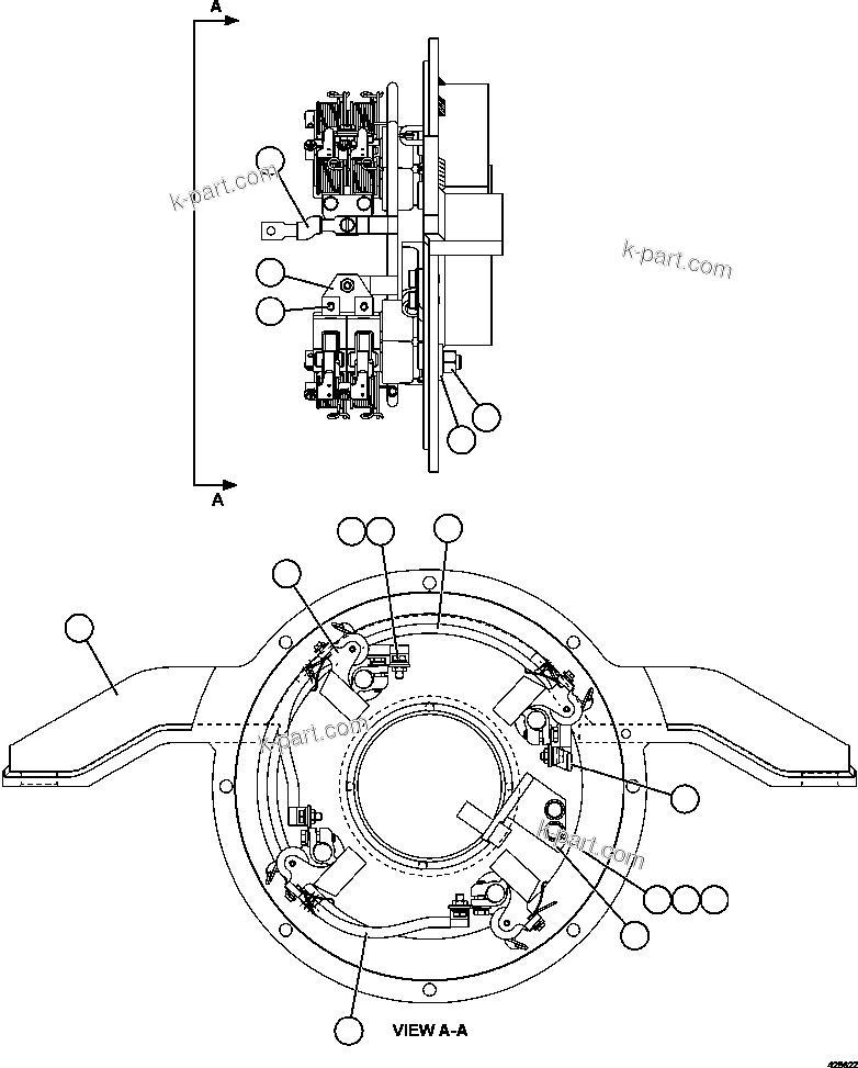 Komatsu parts book diagram for AFE57-GU 830E-1AC S/N A40884 - A40887 & A40895 - A40899  MANTOS BLANCOS: RETARDING GRID BLOWER MOTOR  4/5    XA4558