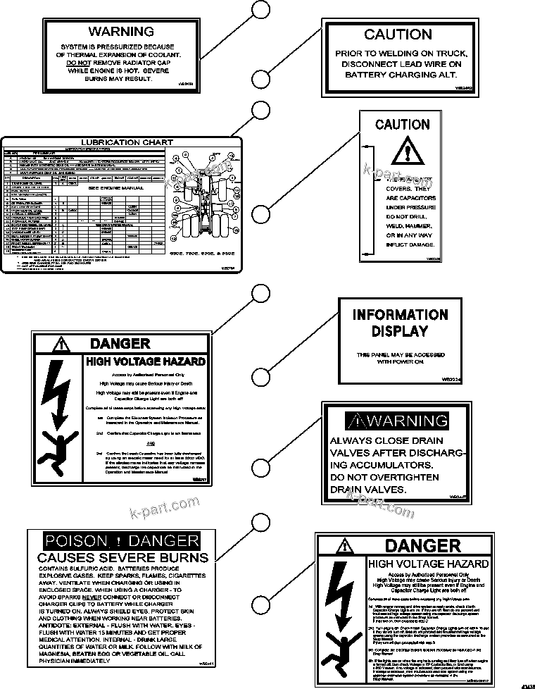 Komatsu parts book diagram for AFE57-GV 830E-1AC S/N A40890 & A40900  TECK CMO: DECALS & WARNINGS   2/5