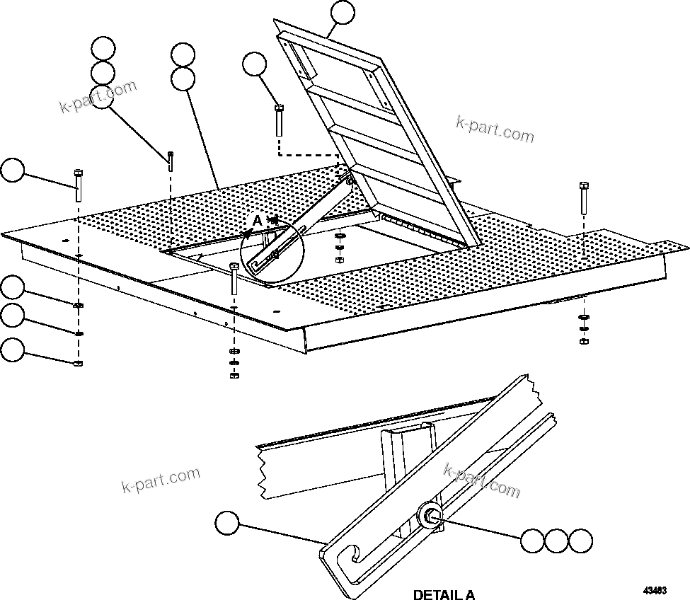Komatsu parts book diagram for AFE57-GV 830E-1AC S/N A40890 & A40900  TECK CMO: CENTER DECK INSTALLATION