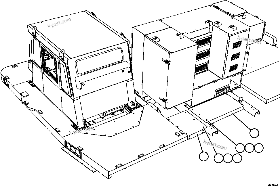 Komatsu parts book diagram for AFE57-GV 830E-1AC S/N A40890 & A40900  TECK CMO: REAR DECK INSTALLATION