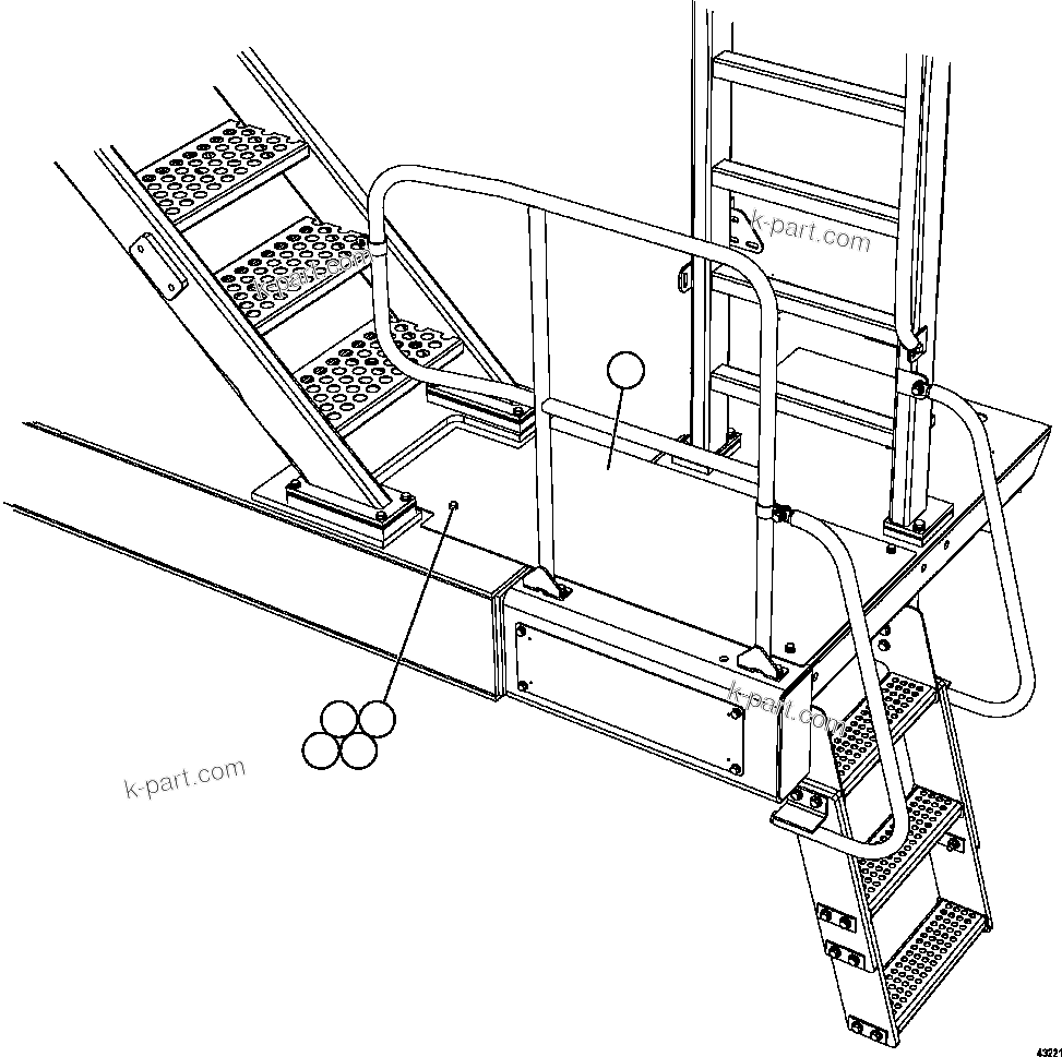 Komatsu parts book diagram for AFE57-GV 830E-1AC S/N A40890 & A40900  TECK CMO: LH PLATFORM TREAD PLATE INSTALLATION