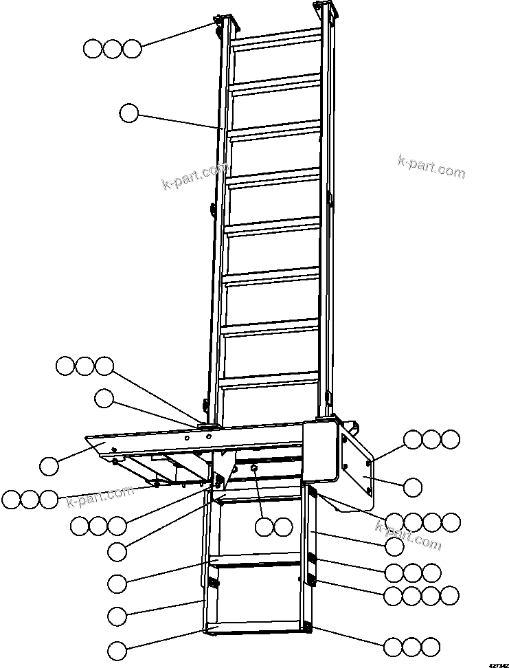 Komatsu parts book diagram for AFE57-GV 830E-1AC S/N A40890 & A40900  TECK CMO: RH LADDER & PLATFORM