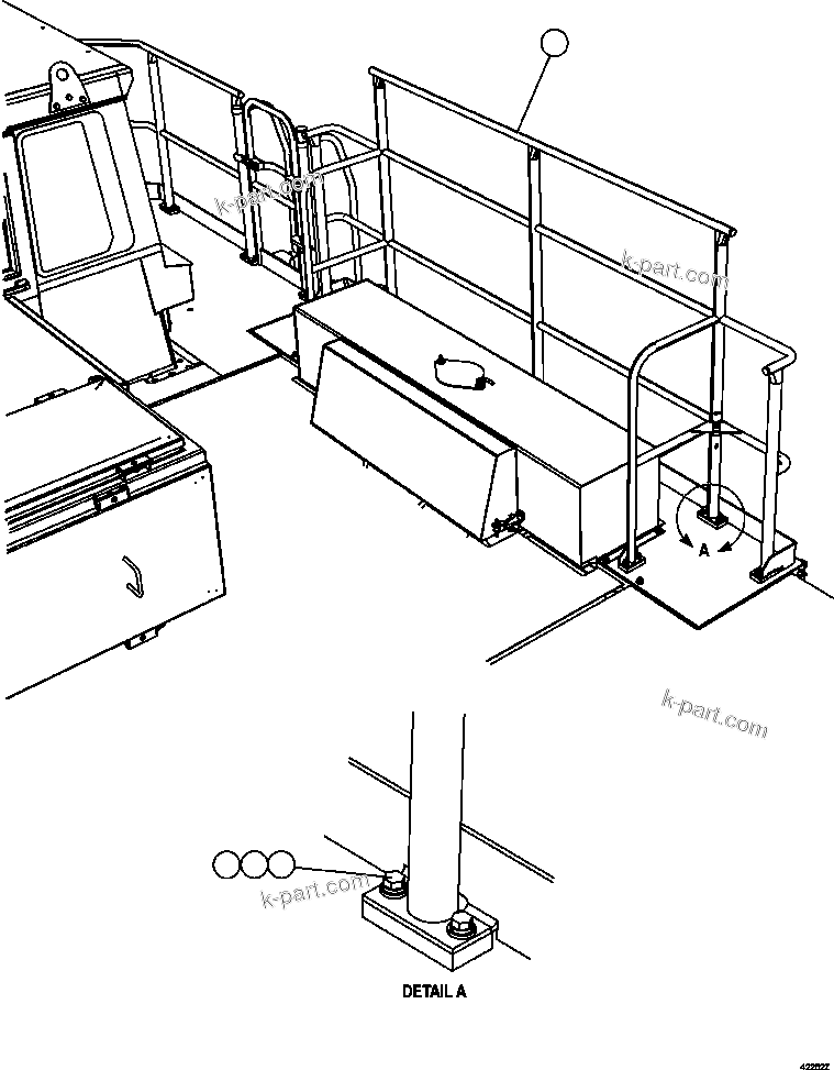 Komatsu parts book diagram for AFE57-GV 830E-1AC S/N A40890 & A40900  TECK CMO: CENTER DECK HANDRAIL