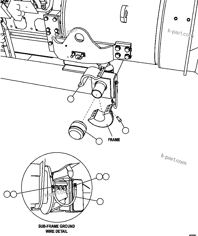 Komatsu parts book diagram for AFE57-GV 830E-1AC S/N A40890 & A40900  TECK CMO: SUB-FRAME CRADLE INSTALLATION
