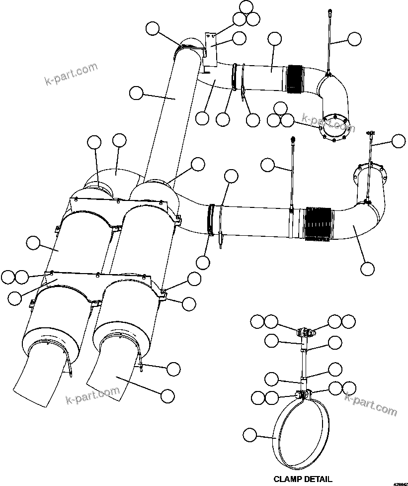 Komatsu parts book diagram for AFE57-GV 830E-1AC S/N A40890 & A40900  TECK CMO: EXHAUST