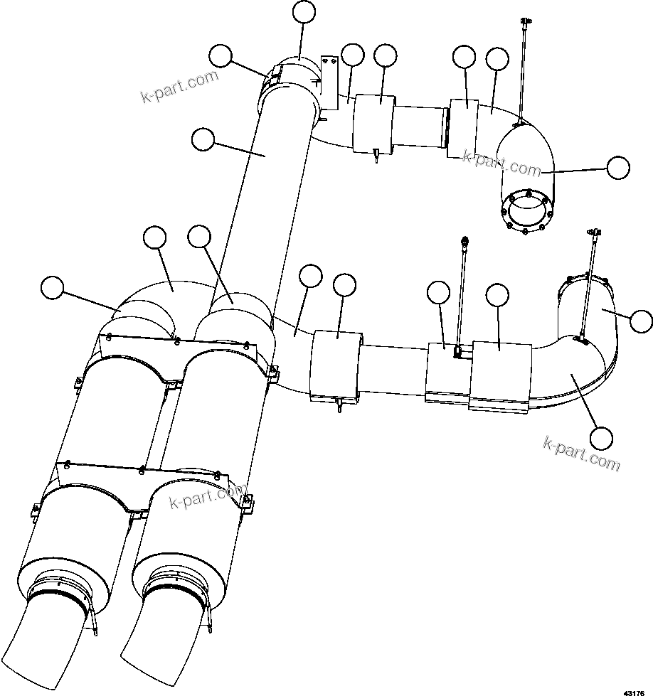 Komatsu parts book diagram for AFE57-GV 830E-1AC S/N A40890 & A40900  TECK CMO: EXHAUST BLANKETS