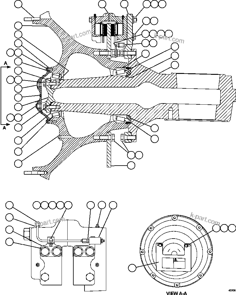 Komatsu parts book diagram for AFE57-GV 830E-1AC S/N A40890 & A40900  TECK CMO: SPINDLE, HUB & BRAKE ASSEMBLY