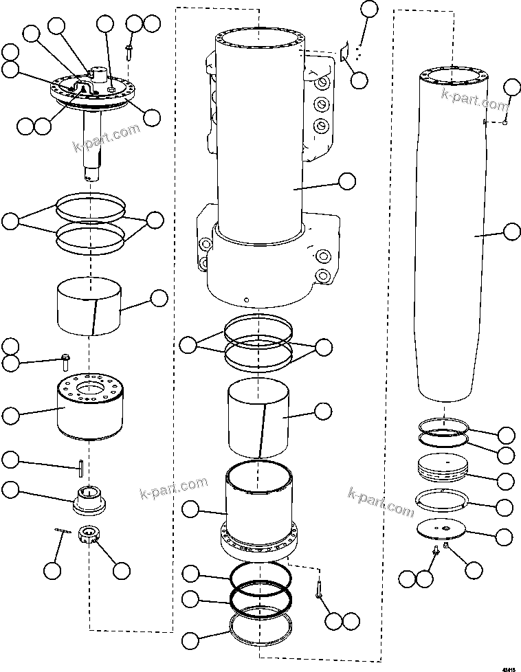 Komatsu parts book diagram for AFE57-GV 830E-1AC S/N A40890 & A40900  TECK CMO: FRONT SUSPENSION (COLD WEATHER)   58E-50-00030