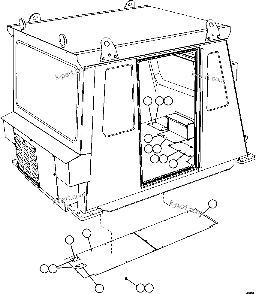 Komatsu parts book diagram for AFE57-GV 830E-1AC S/N A40890 & A40900  TECK CMO: CAB ACCESS COVERS