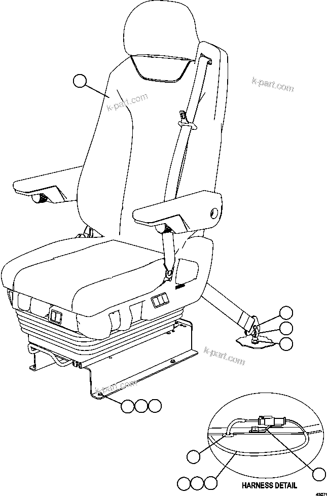 Komatsu parts book diagram for AFE57-GV 830E-1AC S/N A40890 & A40900  TECK CMO: OPERATOR'S SEAT INSTALLATION