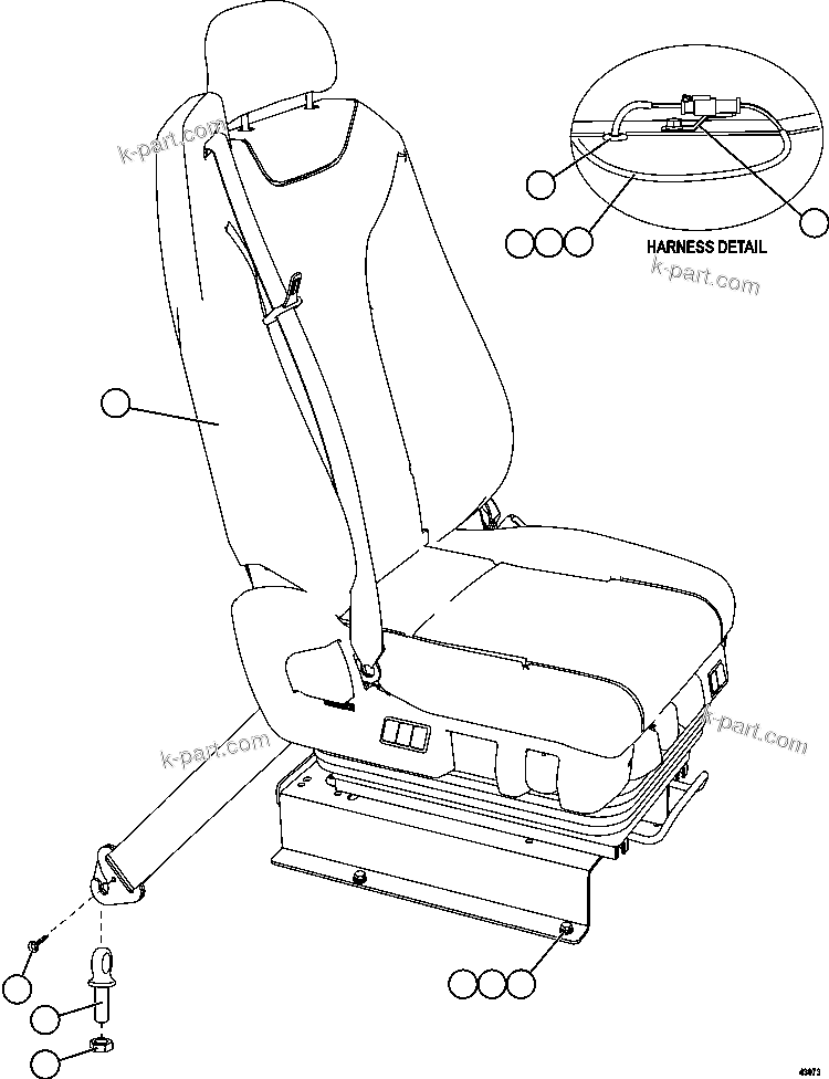 Komatsu parts book diagram for AFE57-GV 830E-1AC S/N A40890 & A40900  TECK CMO: PASSENGER SEAT INSTALLATION
