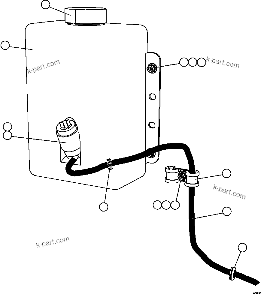 Komatsu parts book diagram for AFE57-GV 830E-1AC S/N A40890 & A40900  TECK CMO: WINDSHIELD WASHER INSTALLATION