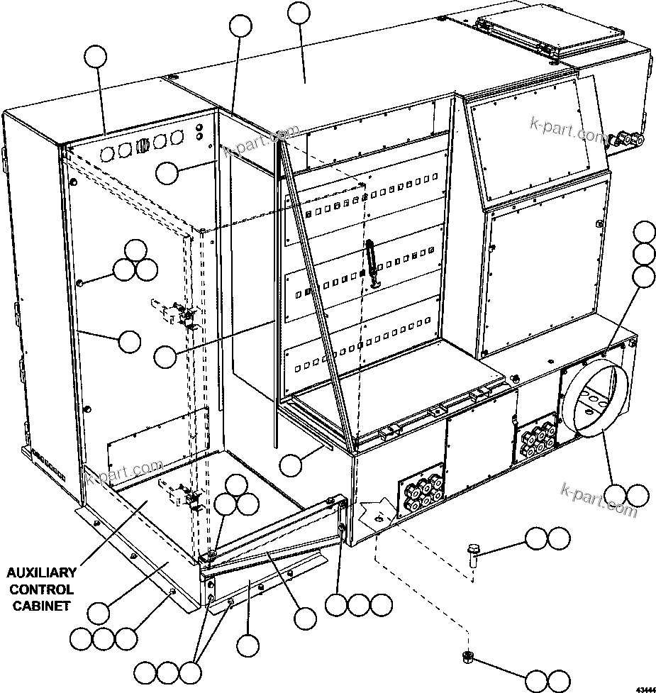 Komatsu parts book diagram for AFE57-GV 830E-1AC S/N A40890 & A40900  TECK CMO: CONTROL CABINET/AUX CABINET INSTALLATION