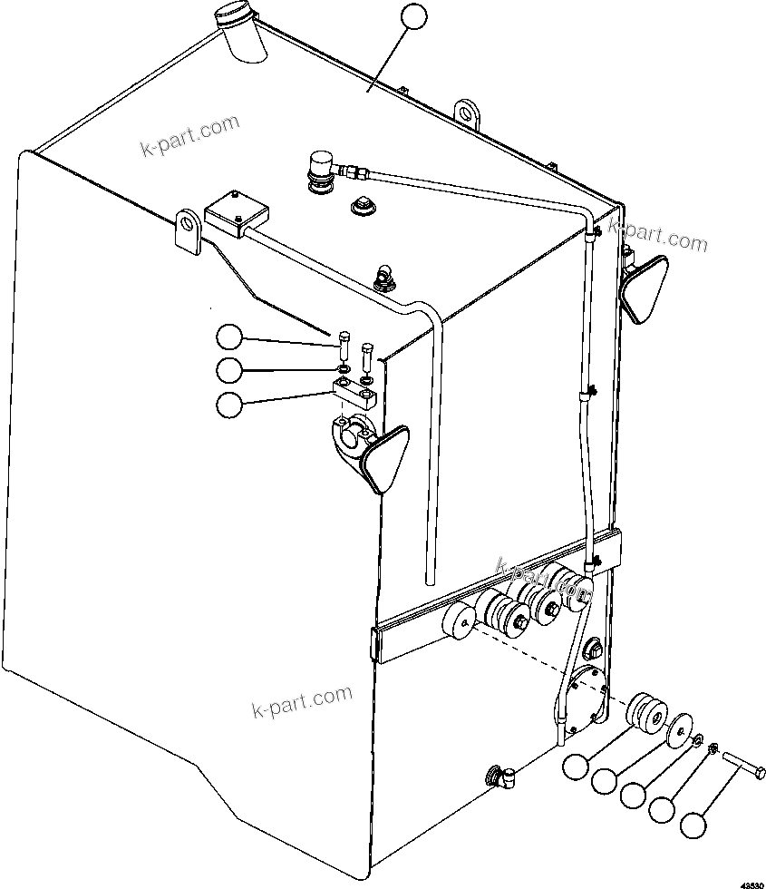 Komatsu parts book diagram for AFE57-GV 830E-1AC S/N A40890 & A40900  TECK CMO: FUEL TANK INSTALLATION