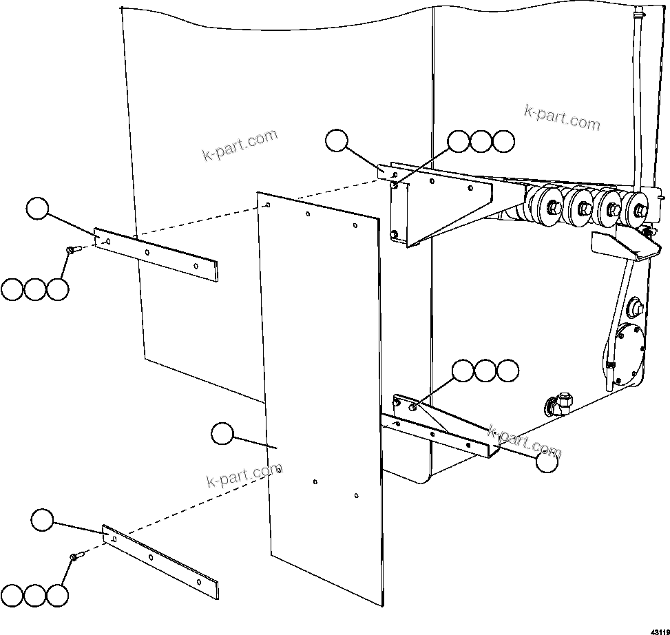 Komatsu parts book diagram for AFE57-GV 830E-1AC S/N A40890 & A40900  TECK CMO: FUEL TANK MUD FLAP