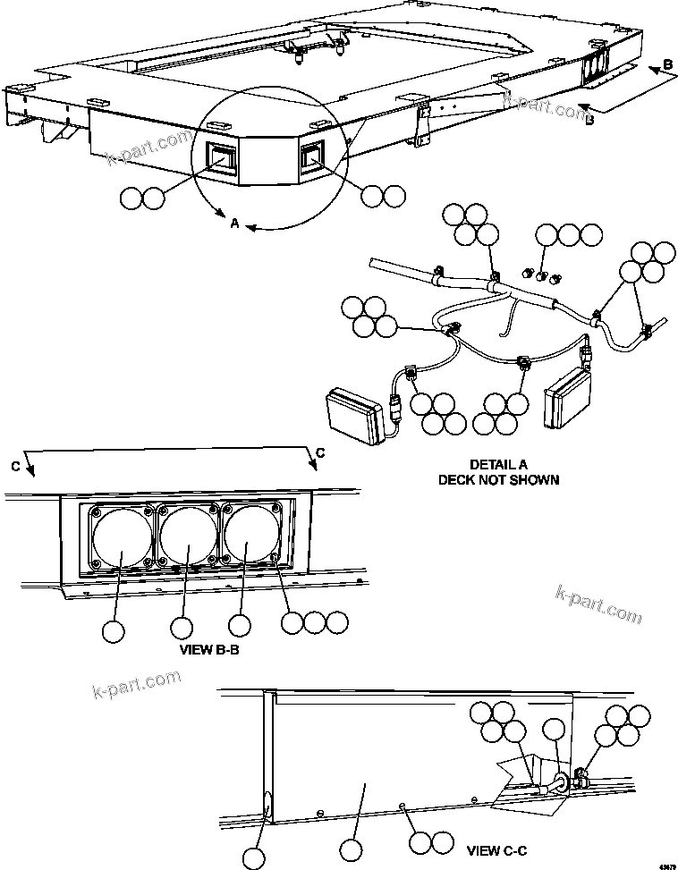 Komatsu parts book diagram for AFE57-GV 830E-1AC S/N A40890 & A40900  TECK CMO: LH DECK LIGHTS