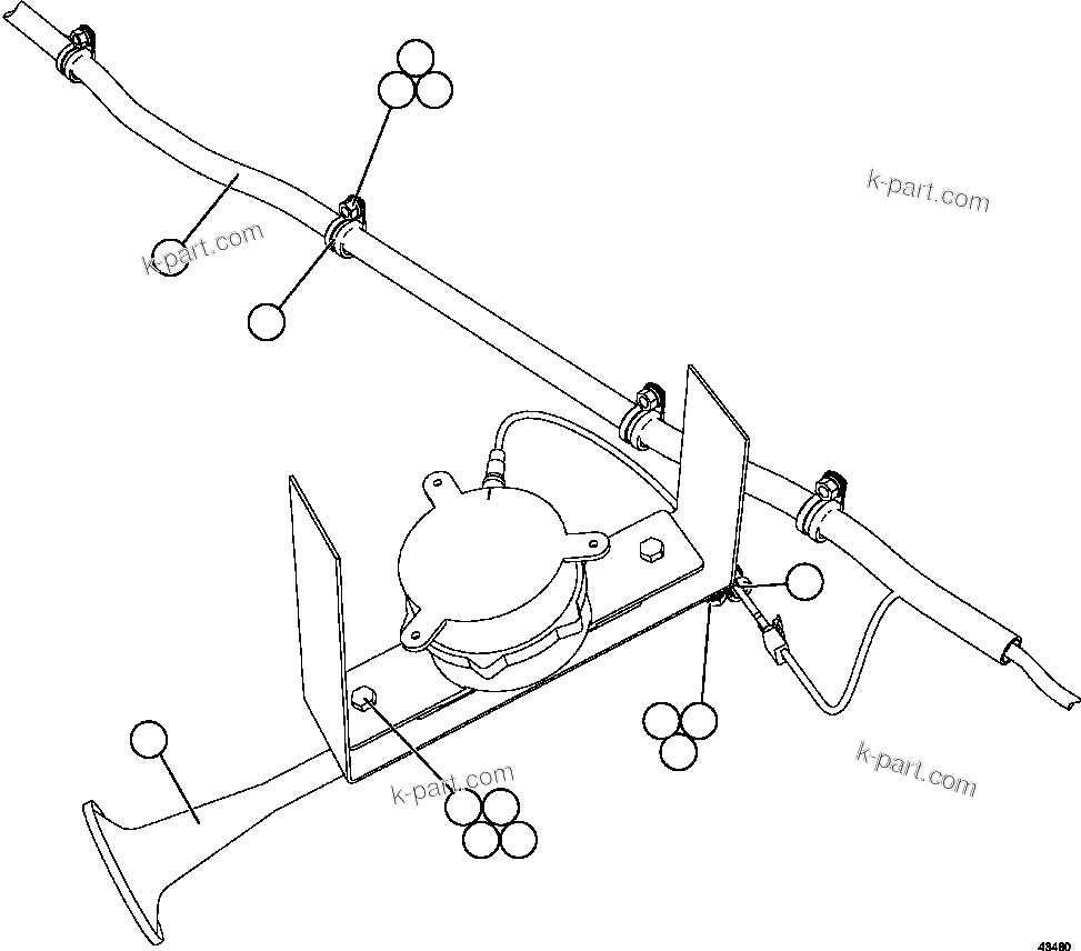 Komatsu parts book diagram for AFE57-GV 830E-1AC S/N A40890 & A40900  TECK CMO: HORN INSTALLATION