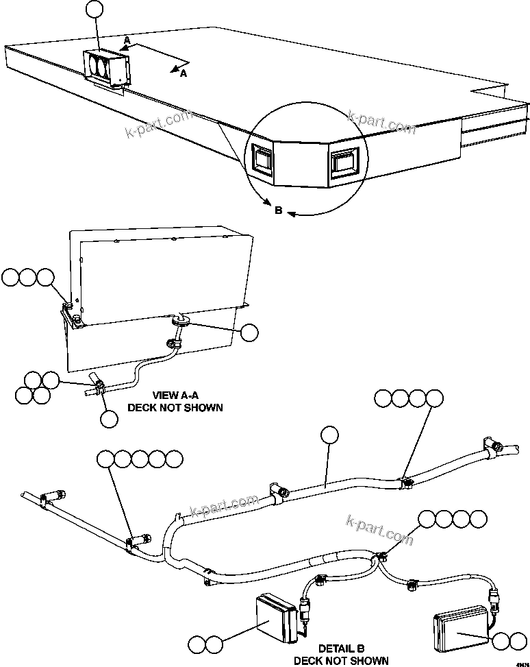 Komatsu parts book diagram for AFE57-GV 830E-1AC S/N A40890 & A40900  TECK CMO: RH DECK LIGHTS