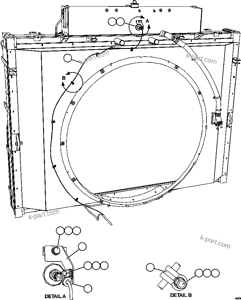 Komatsu parts book diagram for AFE57-GV 830E-1AC S/N A40890 & A40900  TECK CMO: COOLING SYSTEM WIRING