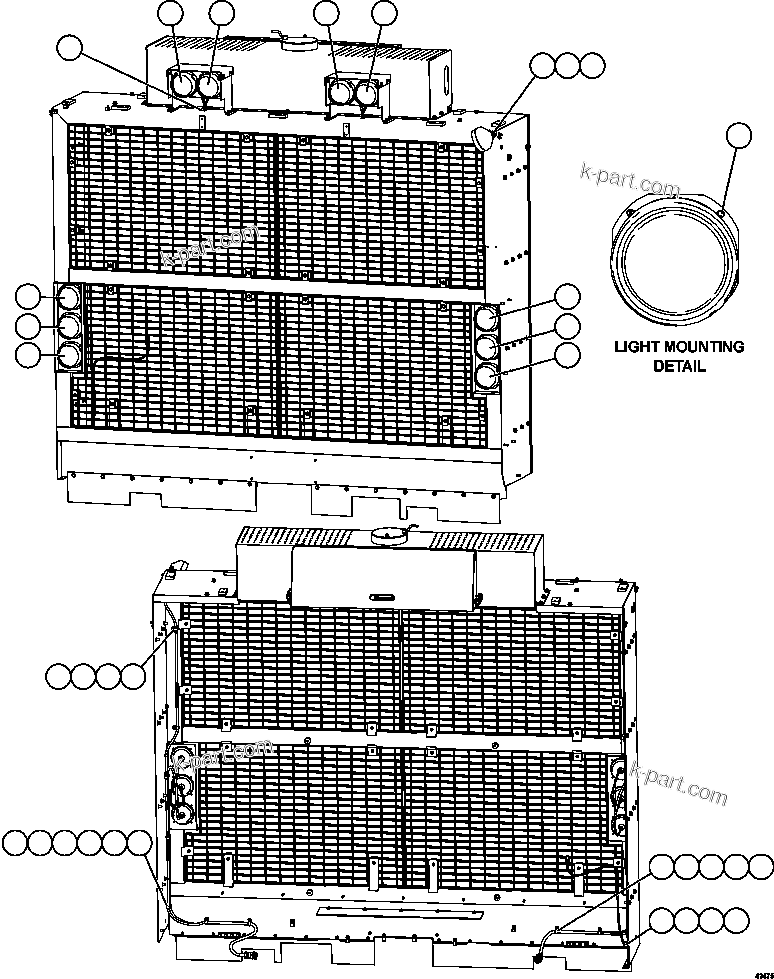 Komatsu parts book diagram for AFE57-GV 830E-1AC S/N A40890 & A40900  TECK CMO: GRILLE MOUNTED LIGHTS