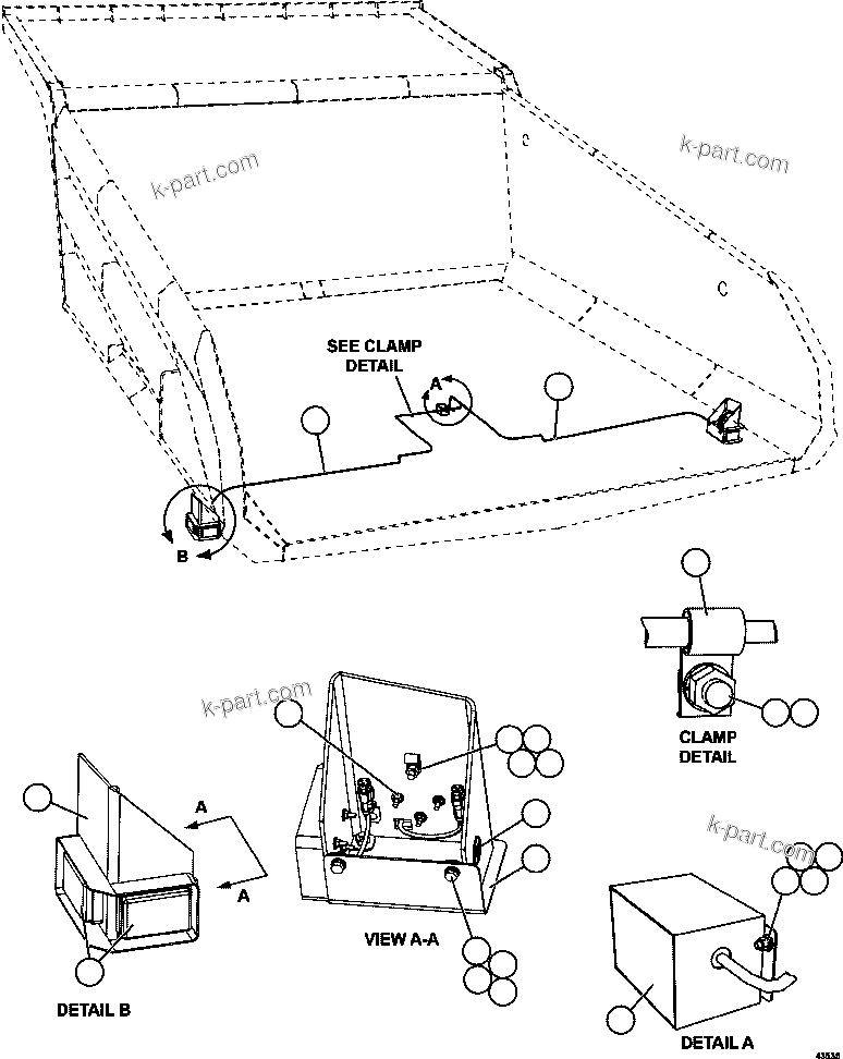 Komatsu parts book diagram for AFE57-GV 830E-1AC S/N A40890 & A40900  TECK CMO: REAR TURN & CLEARANCE LIGHTS