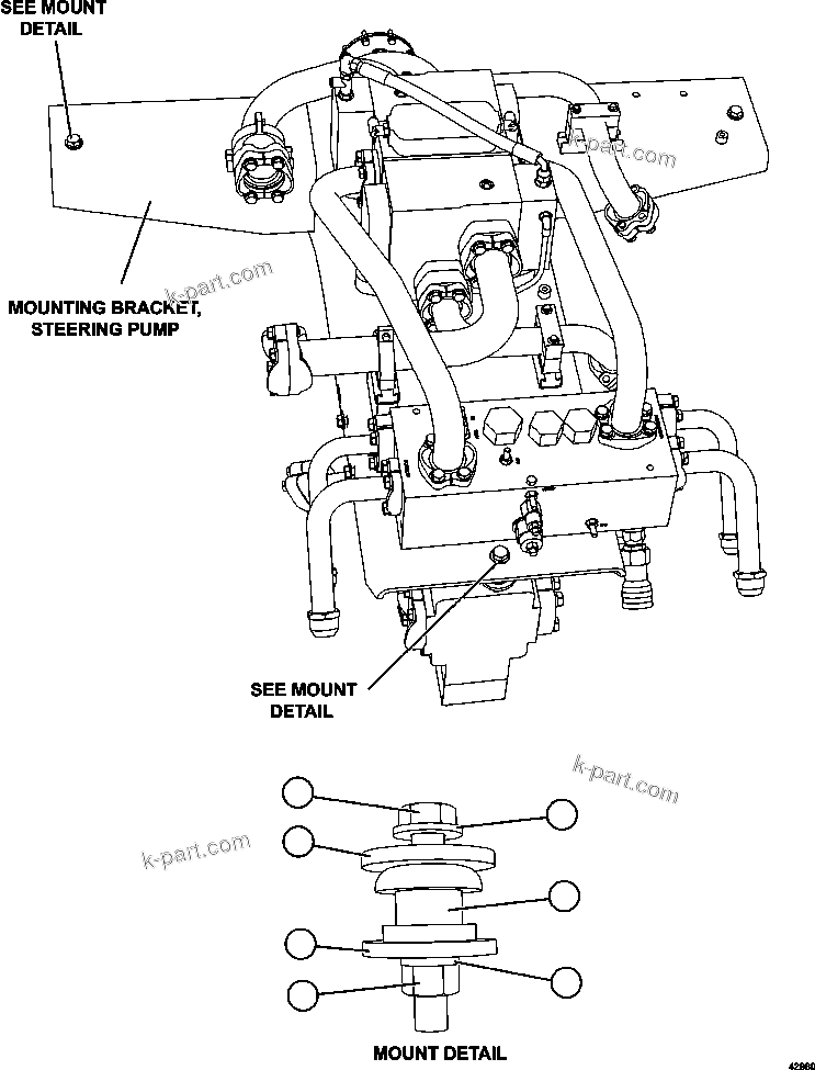Komatsu parts book diagram for AFE57-GV 830E-1AC S/N A40890 & A40900  TECK CMO: PUMP MODULE INSTALLATION