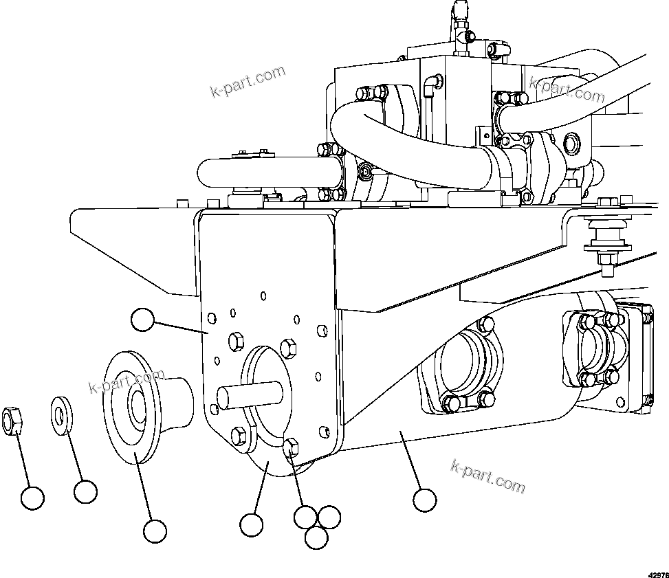 Komatsu parts book diagram for AFE57-GV 830E-1AC S/N A40890 & A40900  TECK CMO: HOIST PUMP INSTALLATION