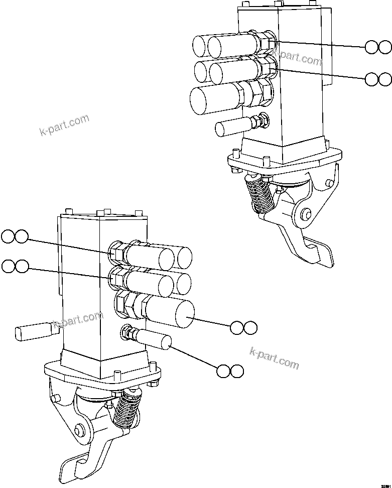 Komatsu parts book diagram for AFE57-GV 830E-1AC S/N A40890 & A40900  TECK CMO: BRAKE VALVE PIPING